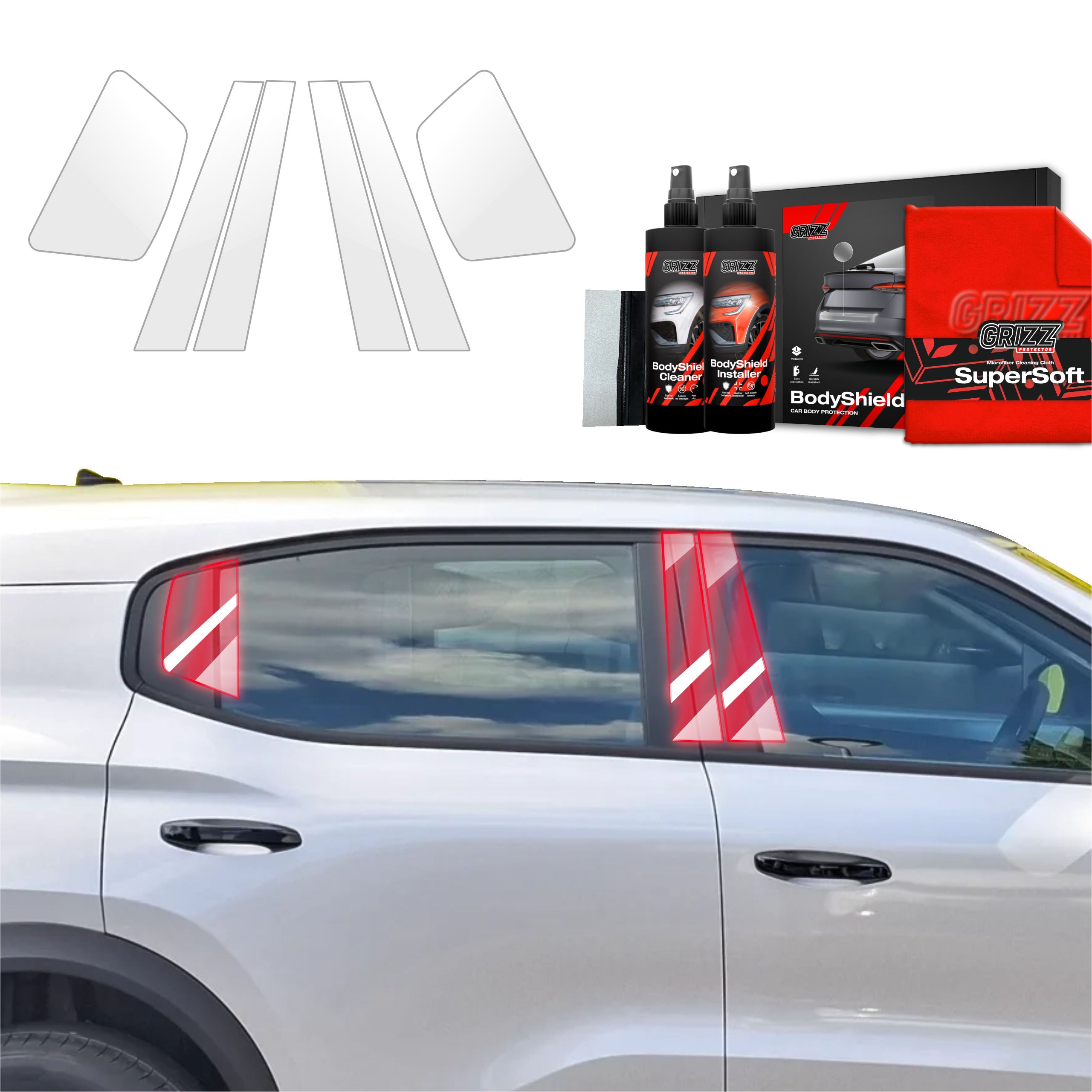 6in1 Schutzfolie Grizz Protector für B-C-Säule - Opel Frontera (2024-2026)