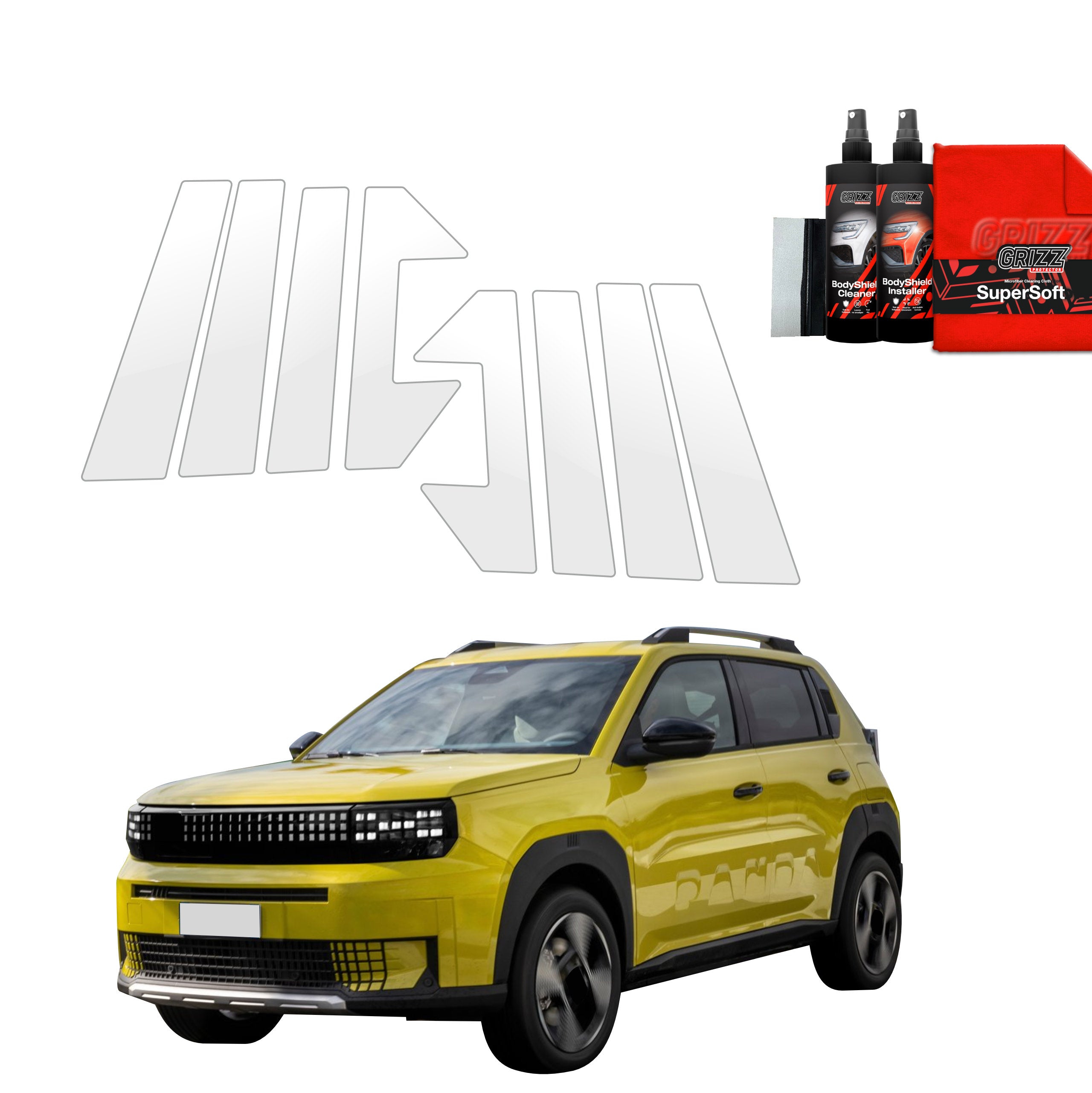 8in1 Schutzfolie Grizz Protector für B-C-Säule - Fiat Grande Panda (2025-2026)