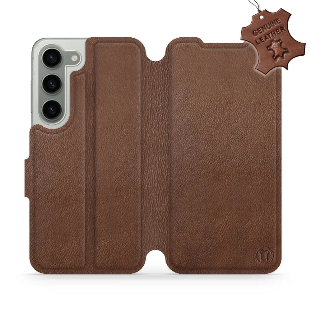 Echtleder Handyhülle für Galaxy S23, Mobiwear Leather, Braun