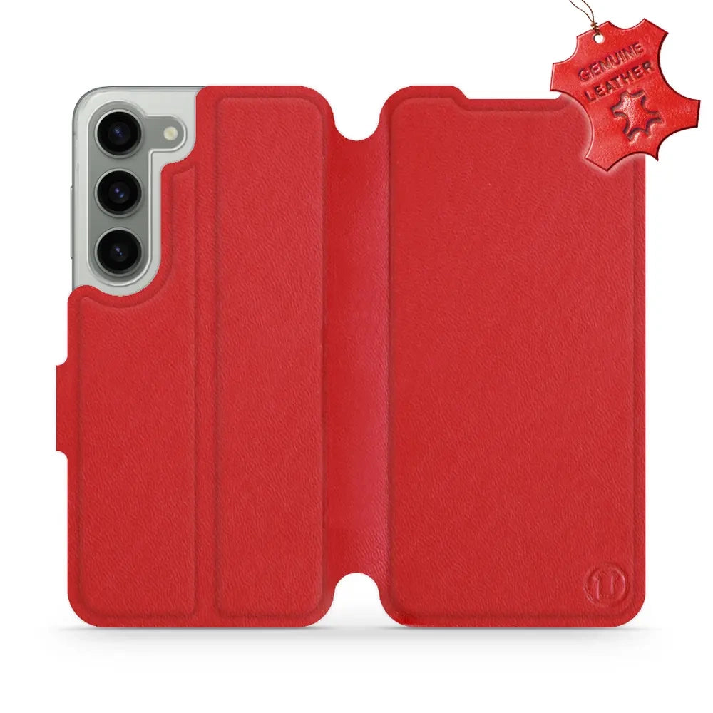 Echtleder Handyhülle für Galaxy S23, Mobiwear Leather, Rot
