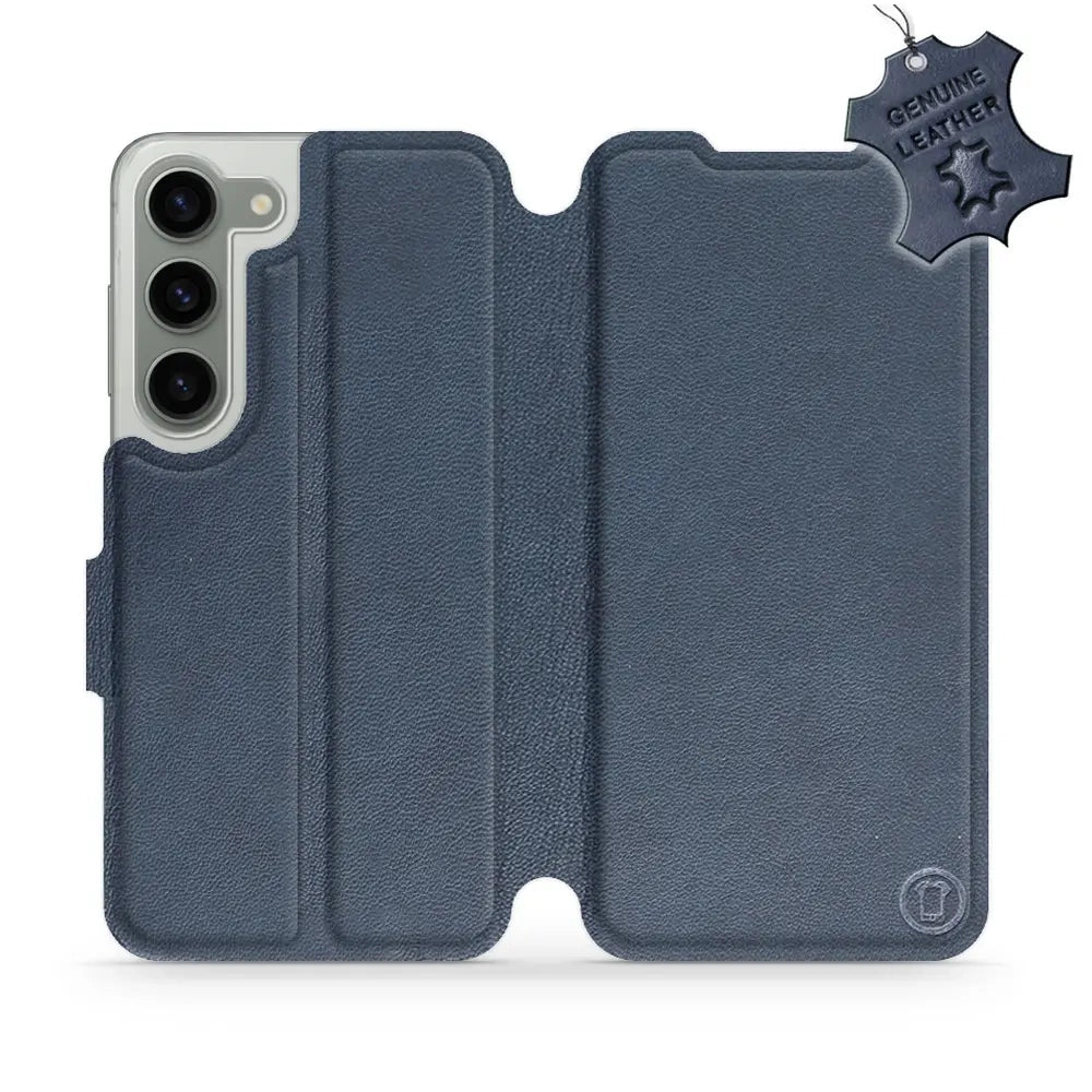 Echtleder Handyhülle für Galaxy S23, Mobiwear Leather, Dunkelblau