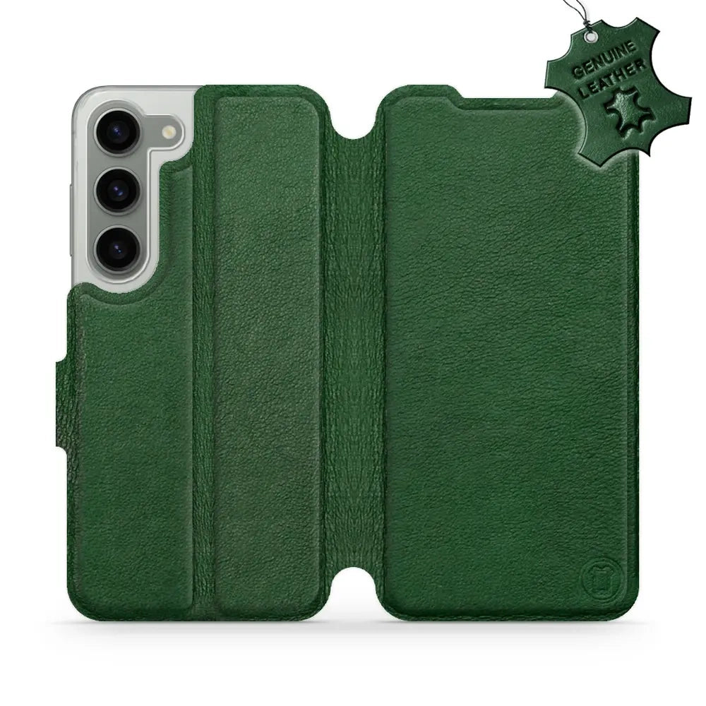 Echtleder Handyhülle für Galaxy S23, Mobiwear Leather, Grün