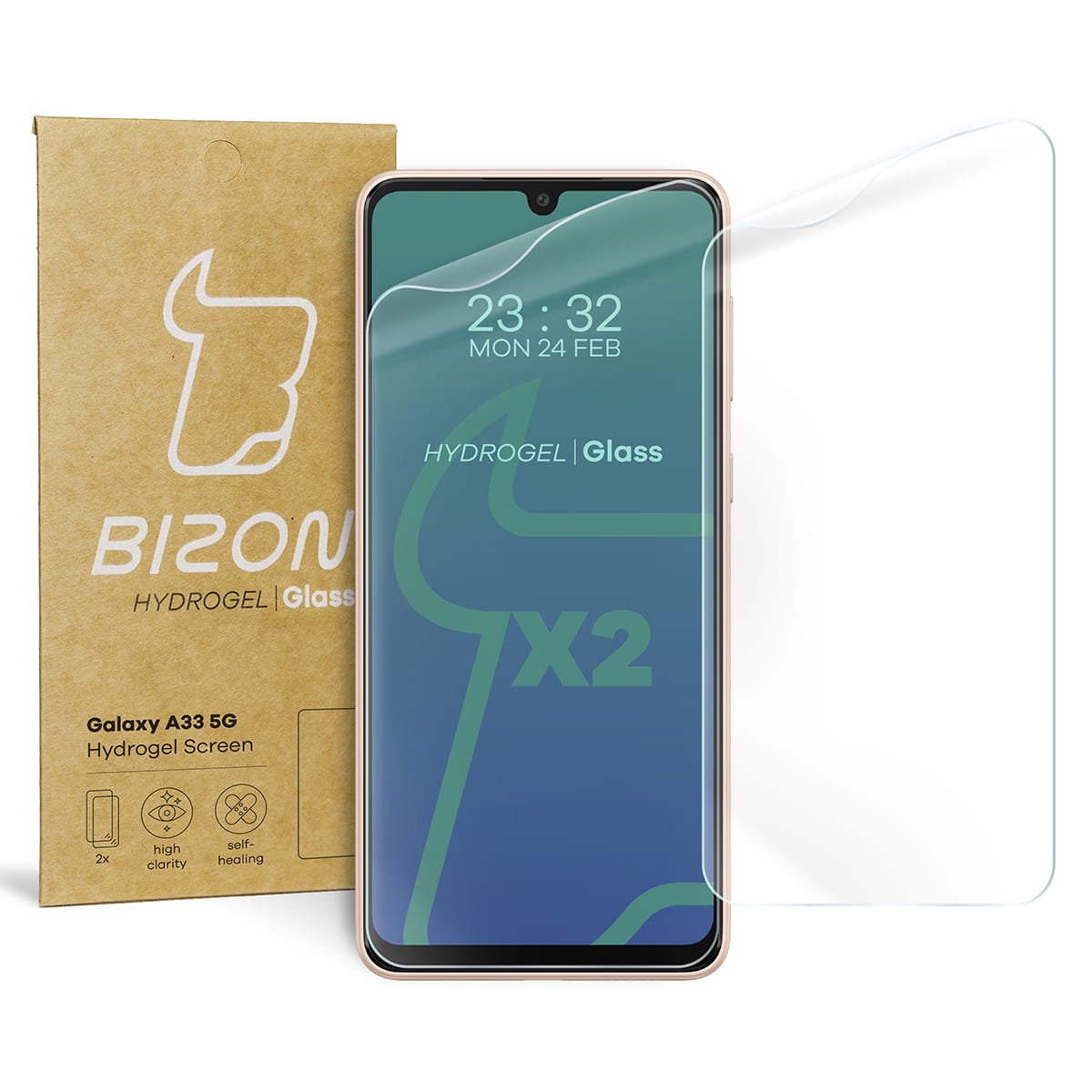 Hydrogel Folie für den Bildschirm Bizon Glass Hydrogel, Galaxy A33 5G, 2 Stück