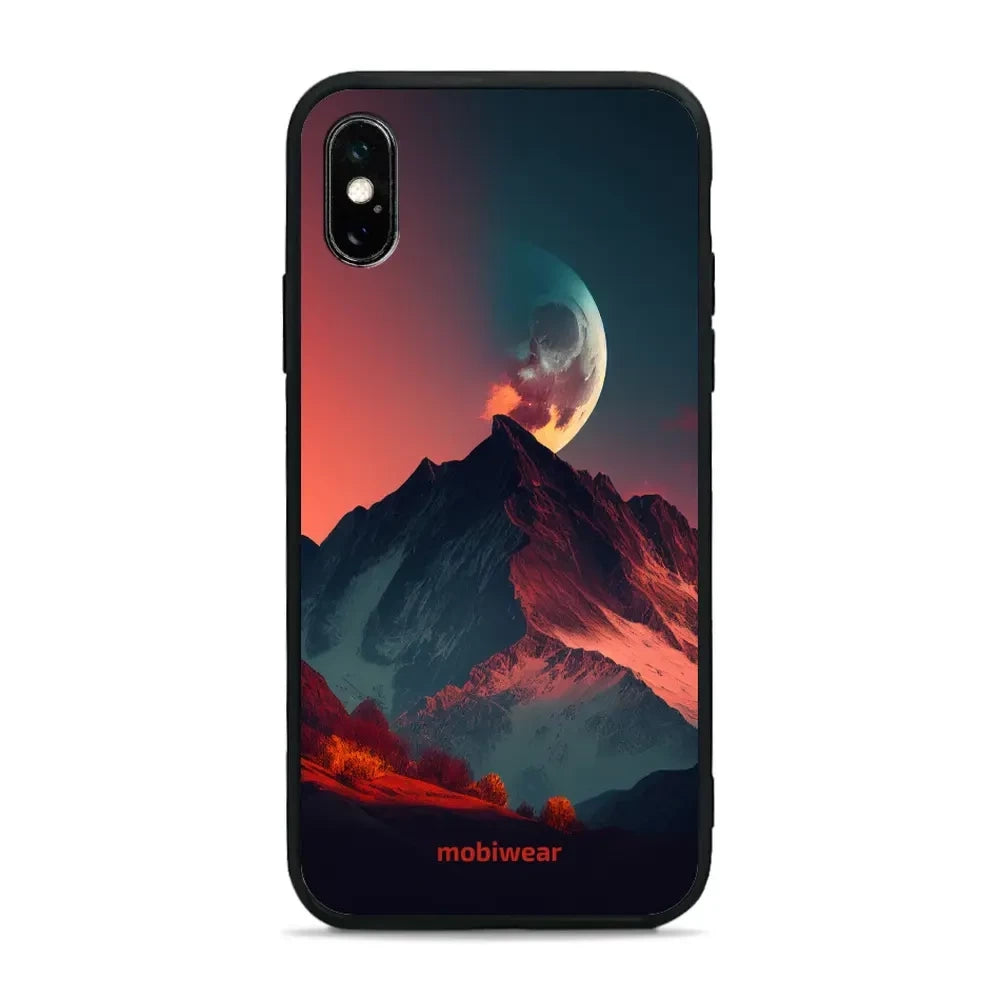 Handyhülle für iPhone X, Mobiwear Glossy Case, Gebirgsdämmerung