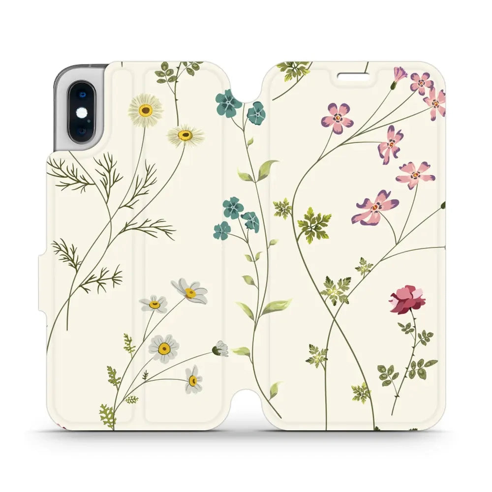 Handyhülle mit klappe für iPhone X, Mobiwear Book, Feldblumen