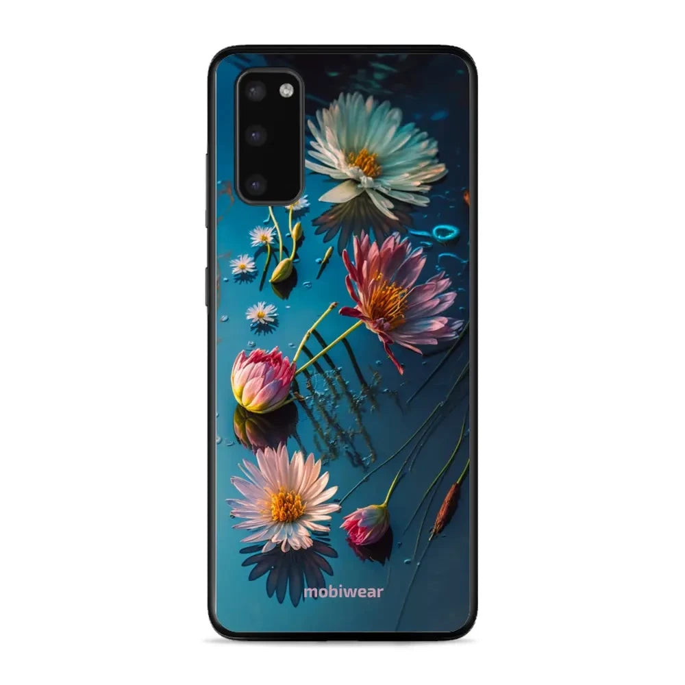 Handyhülle für Galaxy S20, Mobiwear Glossy Case, Blau-Blumig