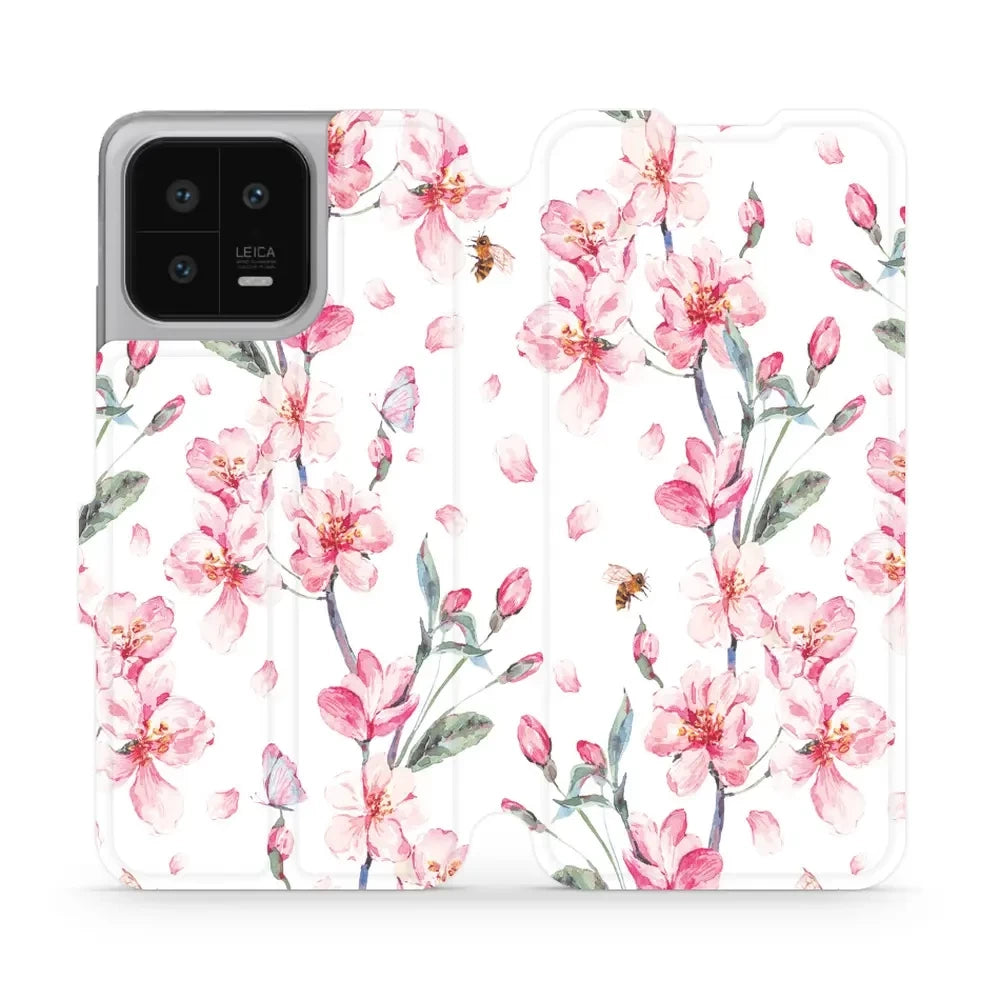 Handyhülle mit klappe für Xiaomi 13, Mobiwear Book, Rosa Frühling