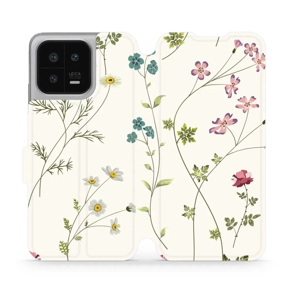 Handyhülle mit klappe für Xiaomi 13, Mobiwear Book, Feldblumen
