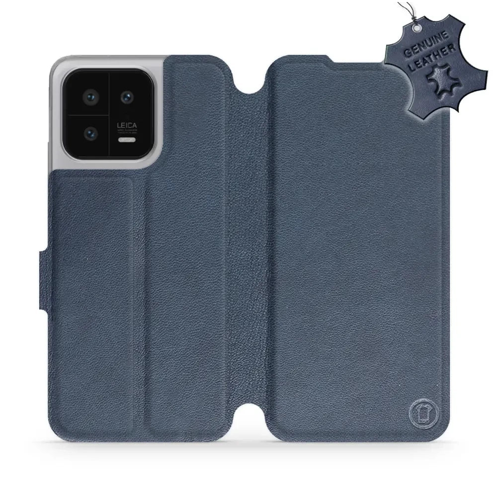Echtleder Handyhülle für Xiaomi 13, Mobiwear Leather, Dunkelblau