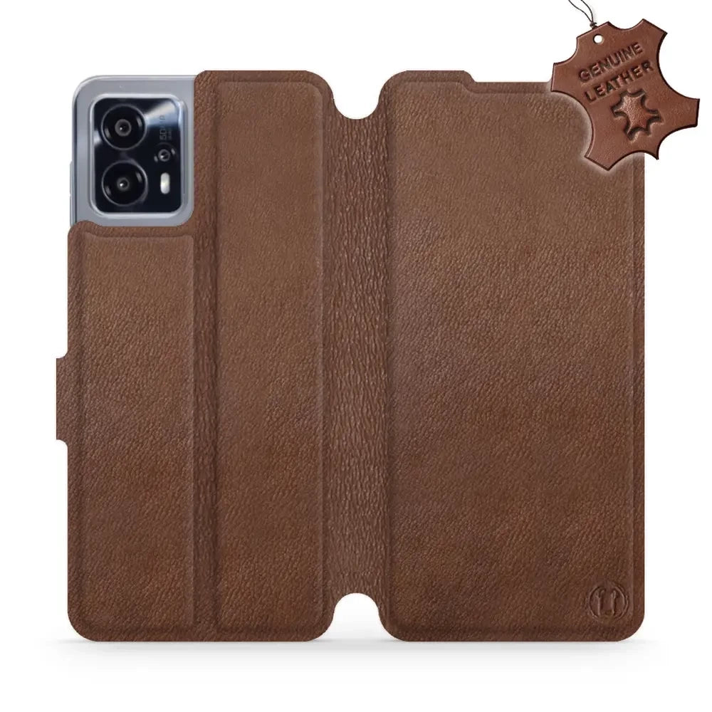 Echtleder Handyhülle für Motorola Moto G13, Mobiwear Leather, Braun