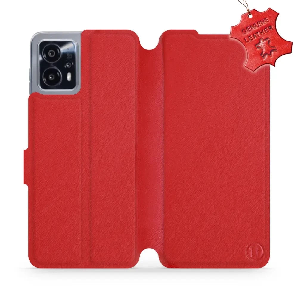 Echtleder Handyhülle für Motorola Moto G13, Mobiwear Leather, Rot