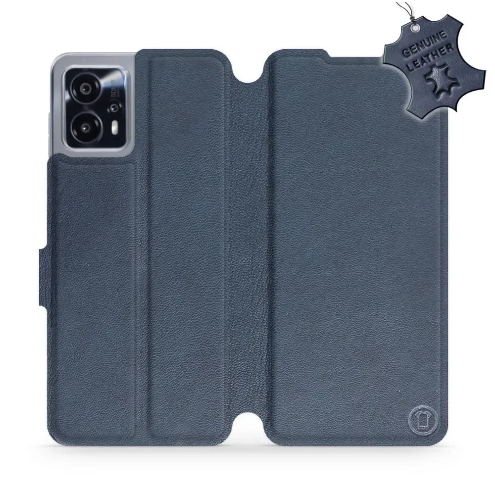 Echtleder Handyhülle für Motorola Moto G13, Mobiwear Leather, Dunkelblau