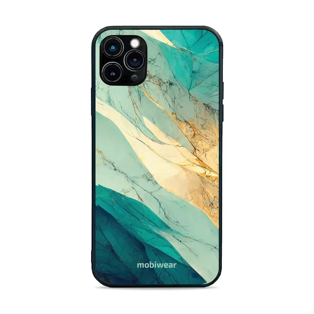Handyhülle für iPhone 11 Pro Max, Mobiwear Glossy Case, Türkis-Marmor