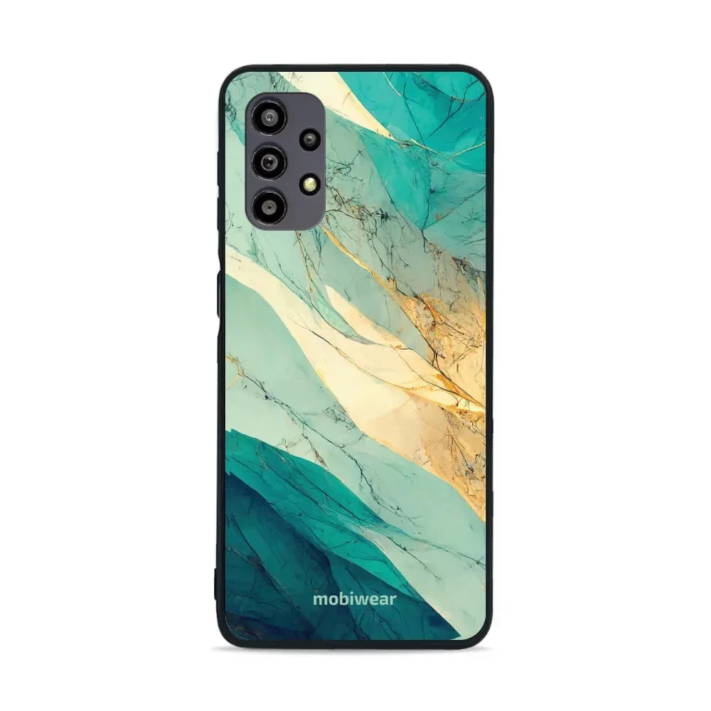 Handyhülle für Galaxy A32 5G, Mobiwear Glossy Case, Türkis-Marmor