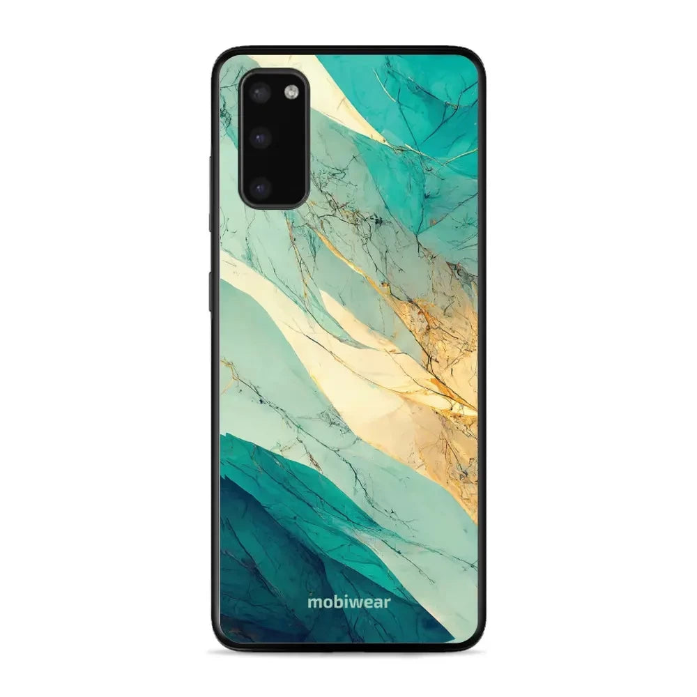 Handyhülle für Galaxy S20, Mobiwear Glossy Case, Türkis-Marmor