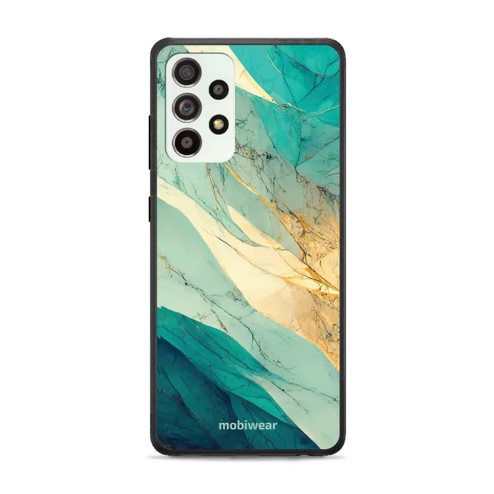 Handyhülle für Galaxy A52s 5G, Mobiwear Glossy Case, Türkis-Marmor