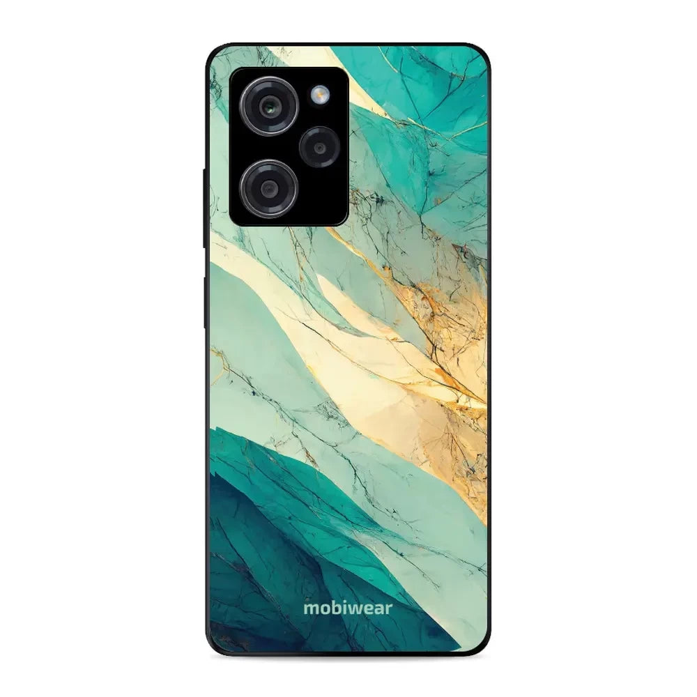 Handyhülle für Xiaomi POCO X5 Pro, Mobiwear Glossy Case, Türkis-Marmor