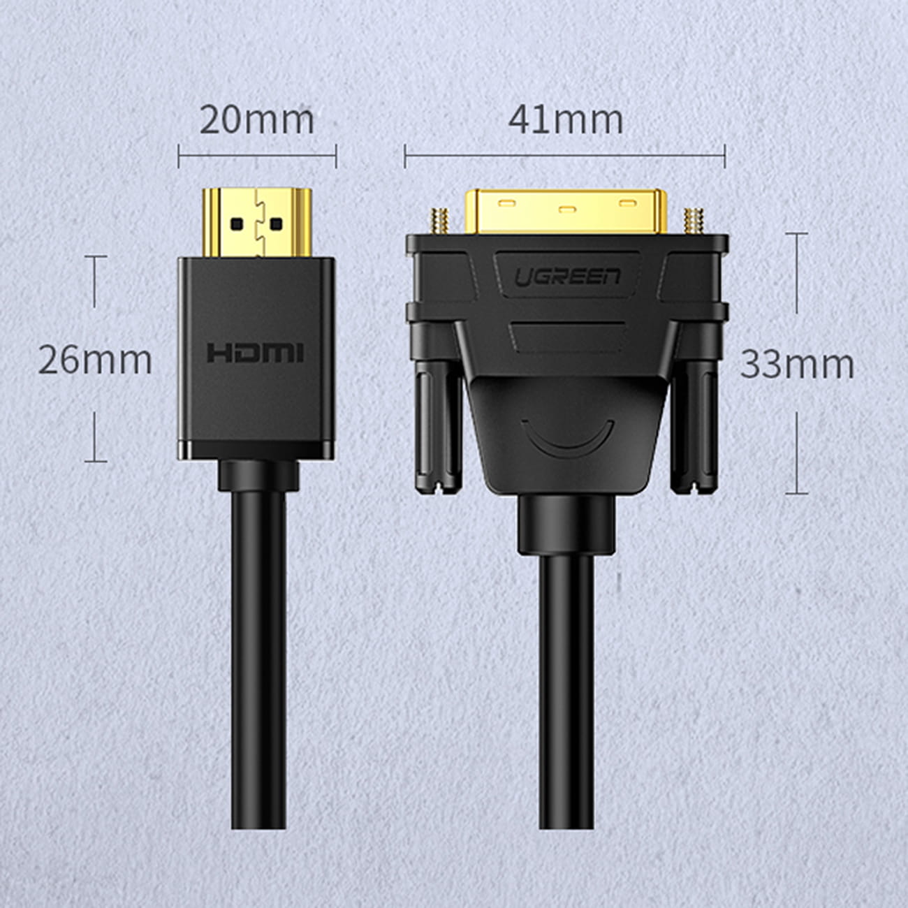 Kabel Ugreen bidirektionales Kabel HDMI - DVI, 1m, Schwarz