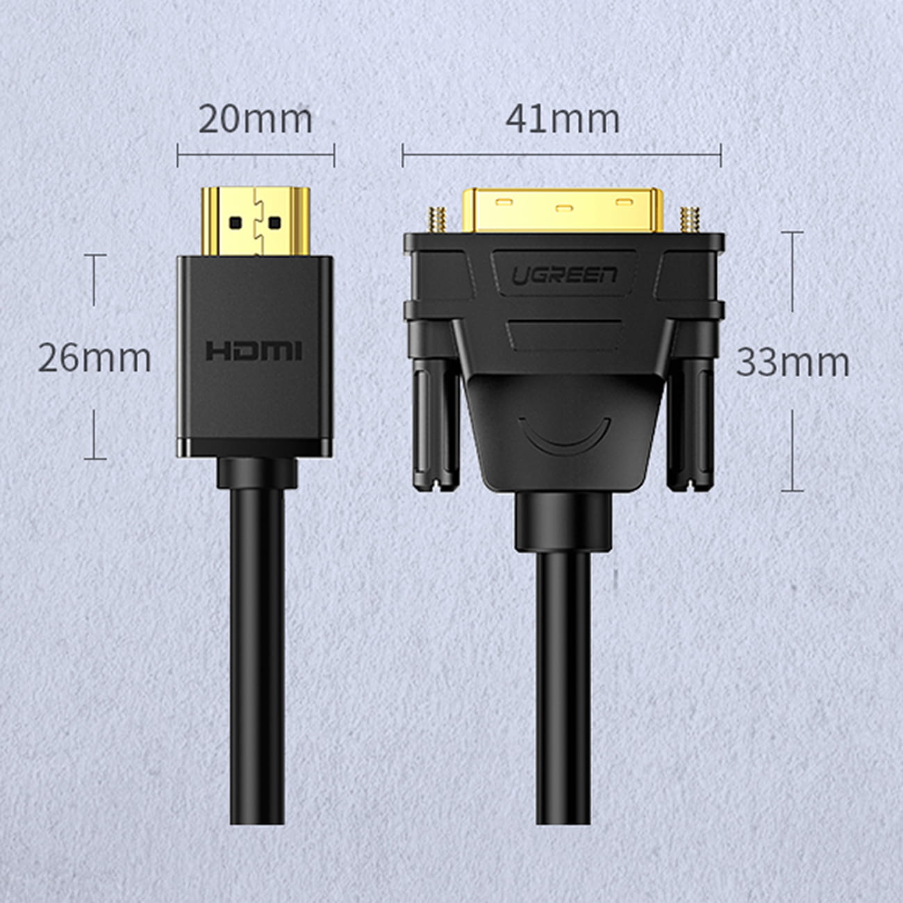 Kabel Ugreen bidirektionales Kabel HDMI - DVI Ugreen 24 + 1 pin FHD 60Hz, 1.5m, Schwarz
