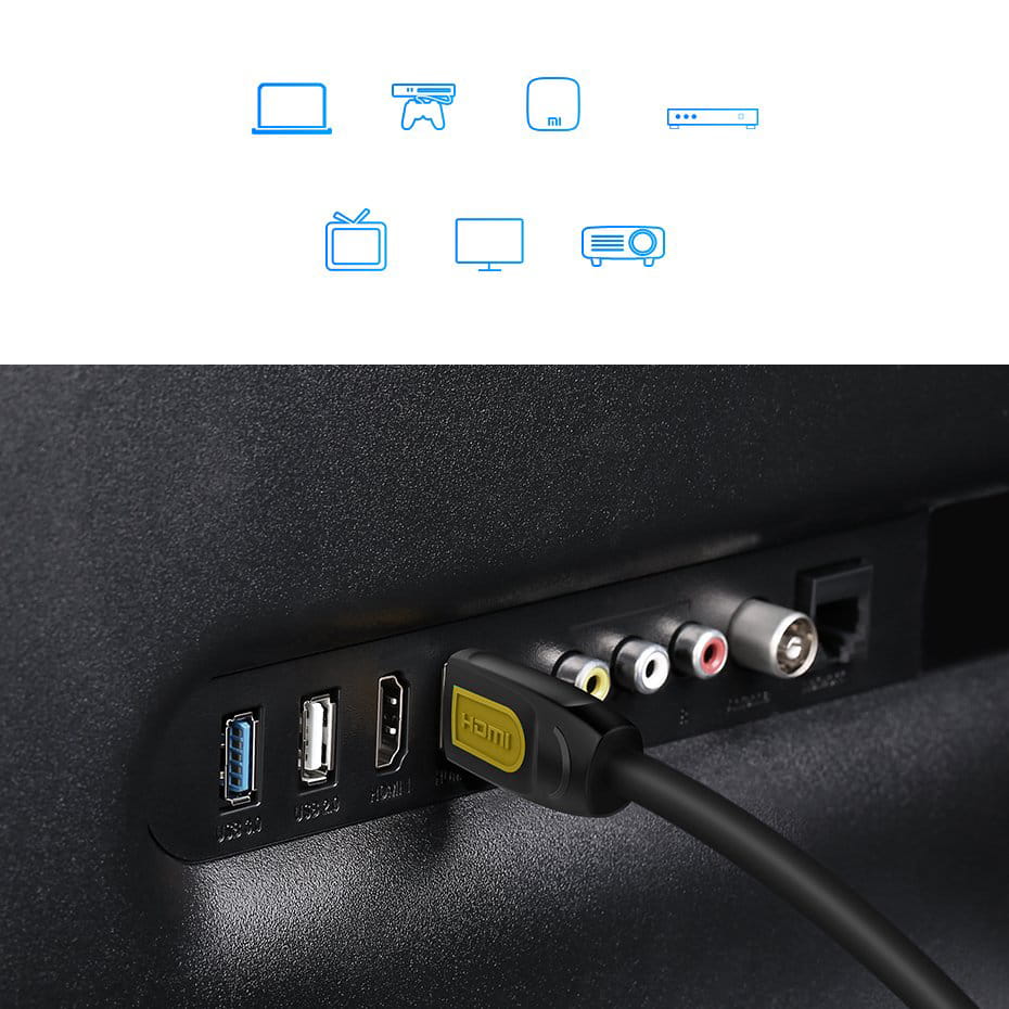Kabel Ugreen HDMI 4k 60Hz 30 AWG 19 pin, 2.0v, 2m, Schwarz