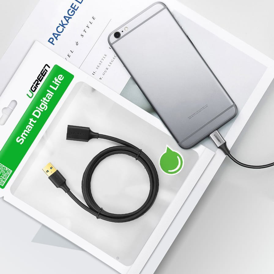 Adapterkabel USB (Buchse) - USB (Stecker), Ugreen 3.0, 5 Gbps, 1,5 m, Schwarz