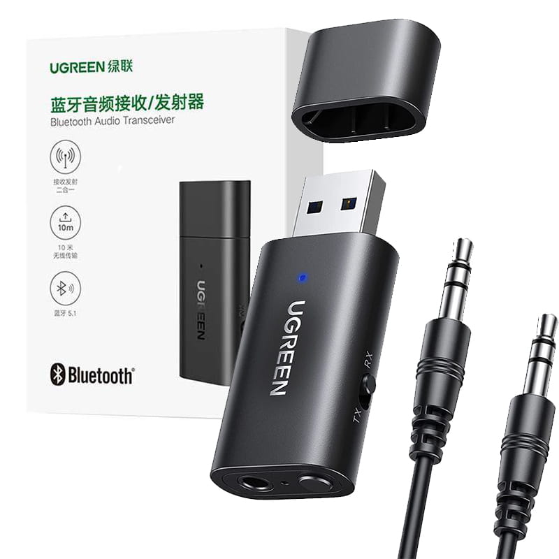 Bluetooth-Funkadapter 5.1 UGREEN Audio-Sender 3,5 mm Miniklinke, Schwarz