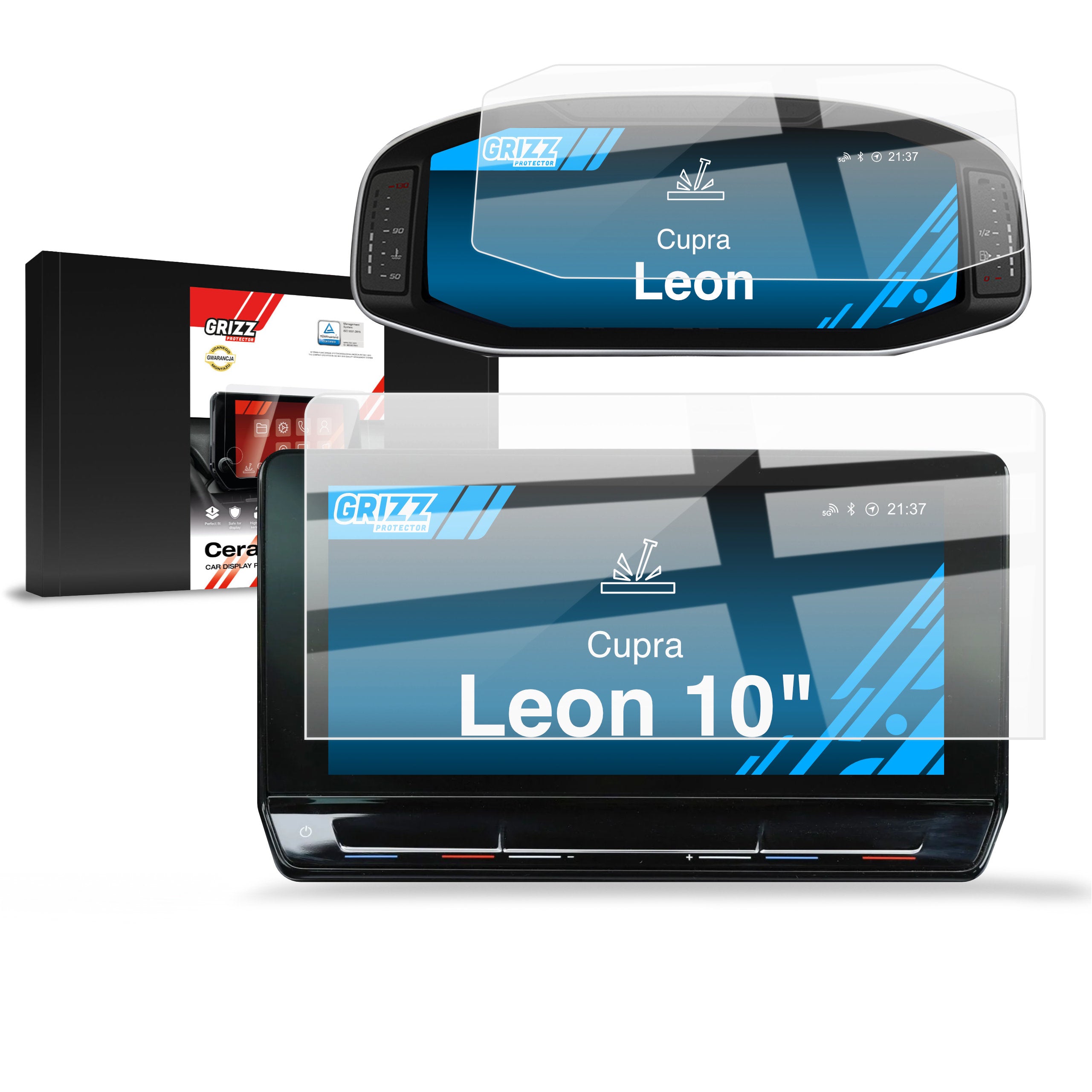 Keramische Autodisplayfolie 2in1 für Cupra Leon 10" (2020-2024), Grizz Protector