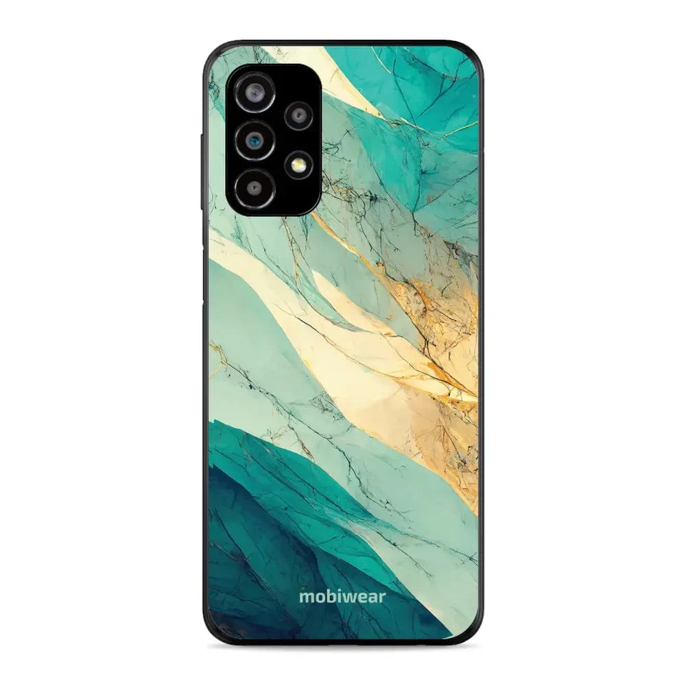 Handyhülle für Galaxy A23 4G, Mobiwear Glossy Case, Türkis-Marmor