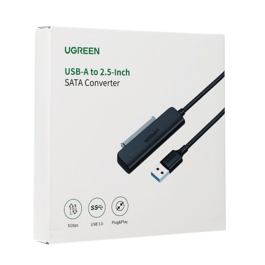 Ugreen USB-A Adapter/Adapter für SATA 2,5'' Laufwerk, SSD, HDD, 5 Gbps, 0,5 m, Schwarz