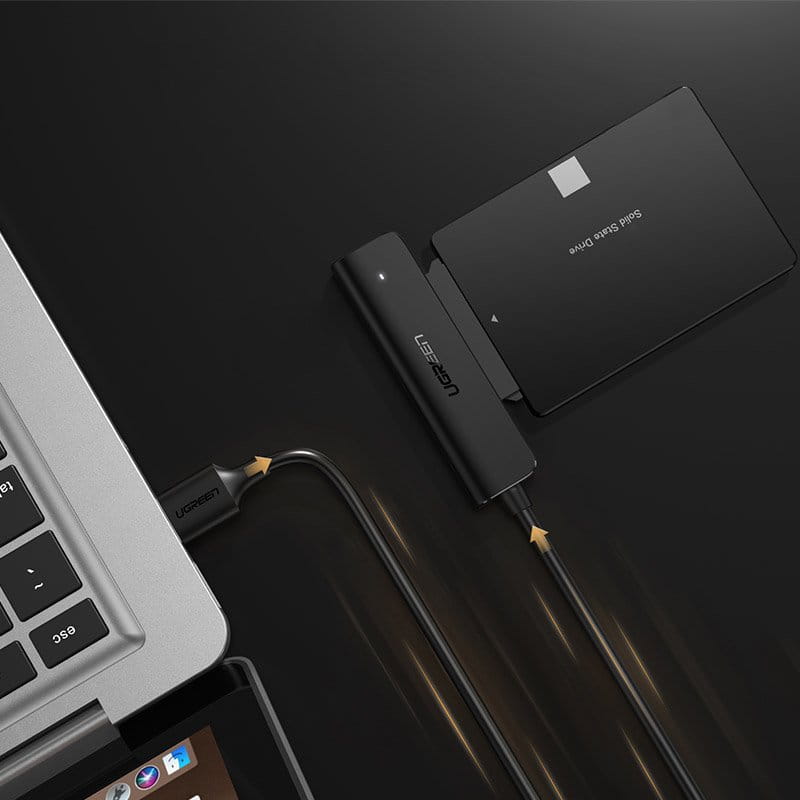 Ugreen USB-A Adapter/Adapter für SATA 2,5'' Laufwerk, SSD, HDD, 5 Gbps, 0,5 m, Schwarz