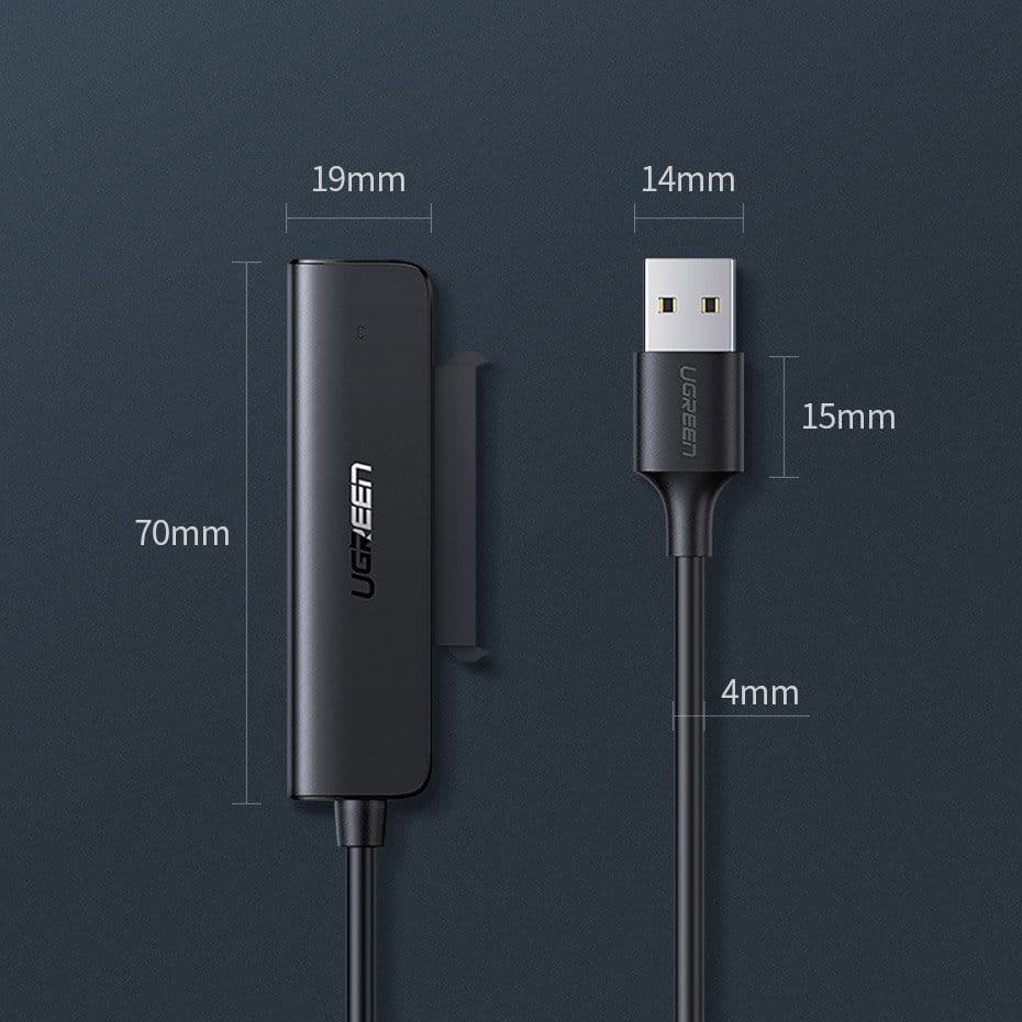 Ugreen USB-A Adapter/Adapter für SATA 2,5'' Laufwerk, SSD, HDD, 5 Gbps, 0,5 m, Schwarz