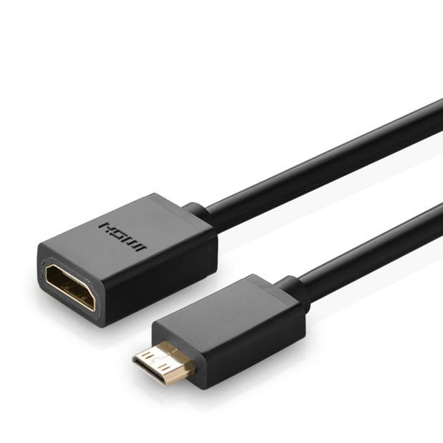 Adapterkabel HDMI (Buchse) - mini HDMI (Stecker), Ugreen 4K, 60Hz, 10 Gbps, 22 cm, Schwarz
