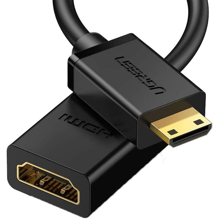 Adapterkabel HDMI (Buchse) - mini HDMI (Stecker), Ugreen 4K, 60Hz, 10 Gbps, 22 cm, Schwarz