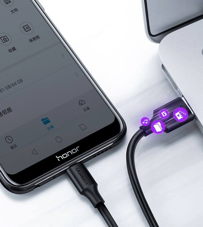 Kabel UGREEN USB-A für Micro-USB 2A, 1 m, Schwarz