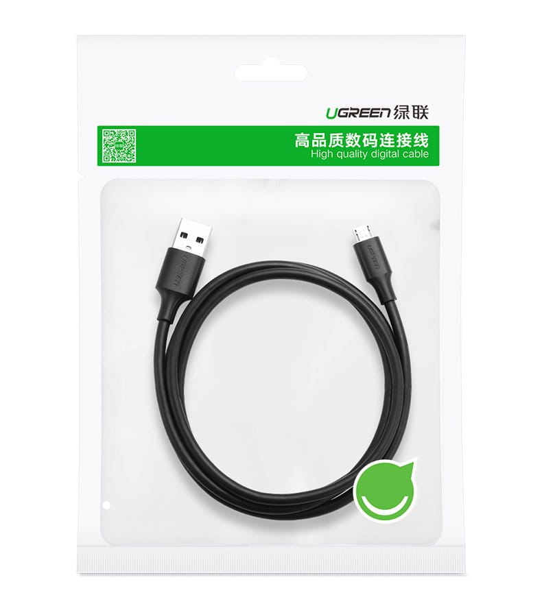 Kabel UGREEN USB-A für Micro-USB 2A, 1 m, Schwarz