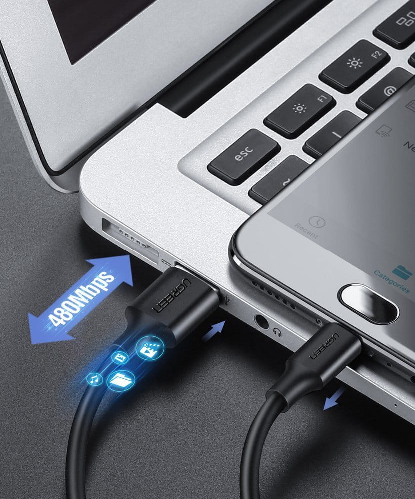 Kabel UGREEN USB-A für Micro-USB 480 Mbps, 1,5 m, Schwarz
