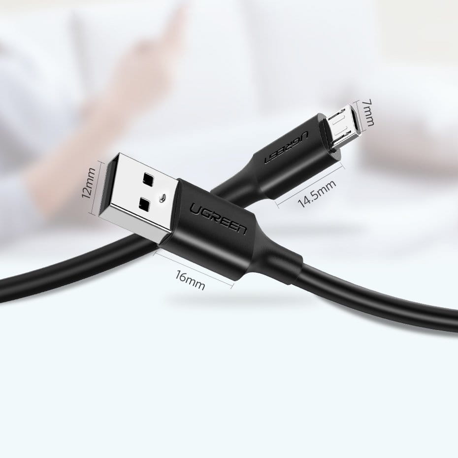 Kabel UGREEN USB-A für Micro-USB 2A, 1 m, Schwarz