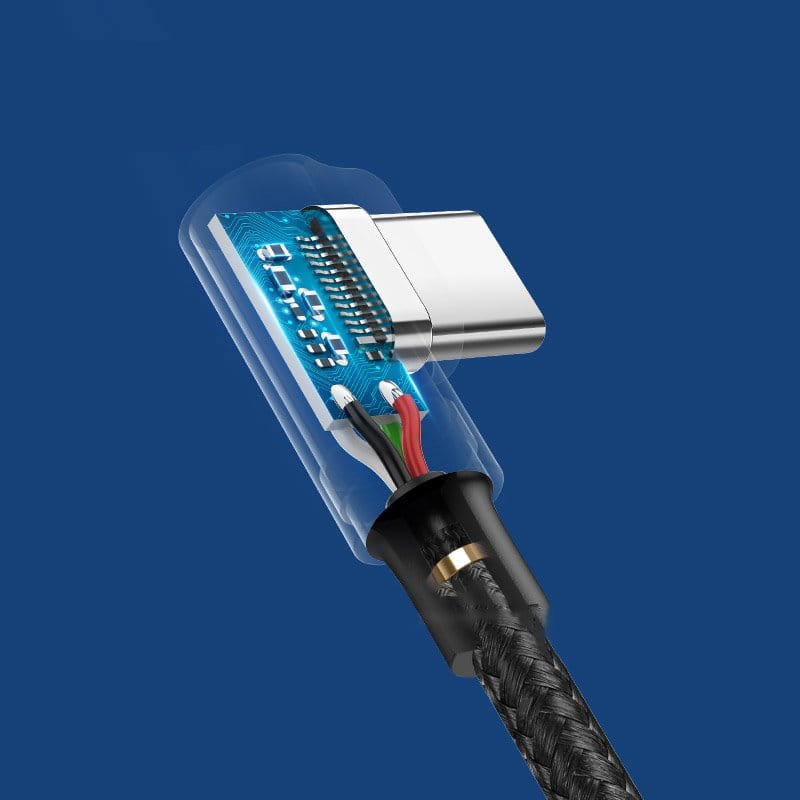 Winkelkabel Ugreen USB-A / USB-C Quick Charge 3.0 2 m, Grau