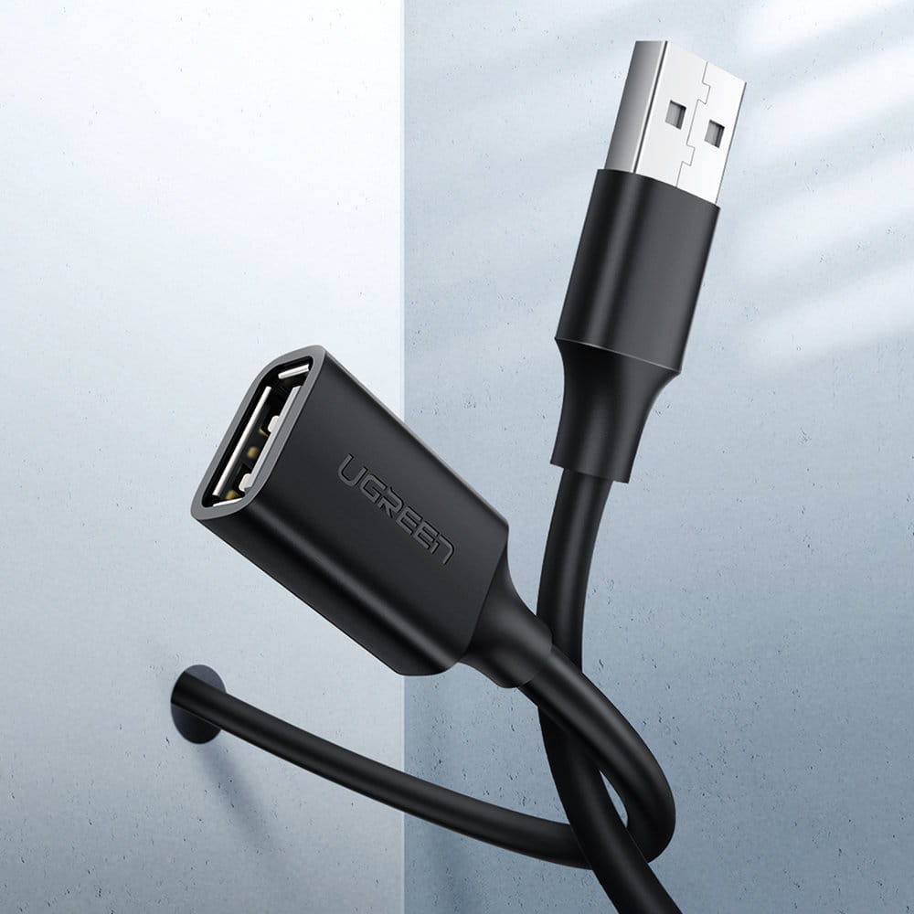 Adapterkabel USB (Buchse) - USB (Stecker), Ugreen 2.0 30MB/s, 5 m, Schwarz