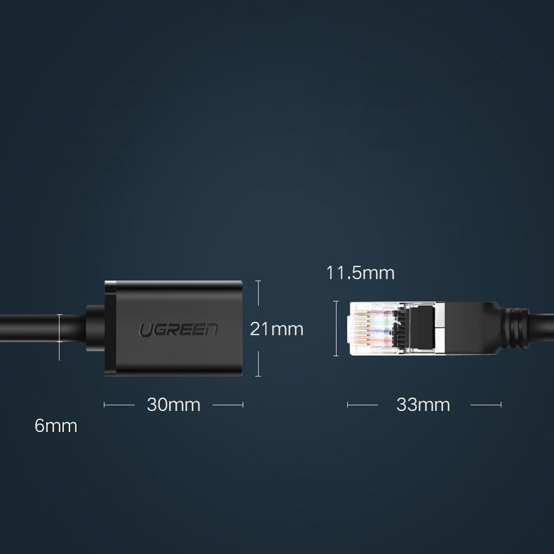 Internet Kabel/Verlängerung, Ugreen, Ethernet RJ45 Cat 6, FTP 1000 Mbps, 3m, Schwarz