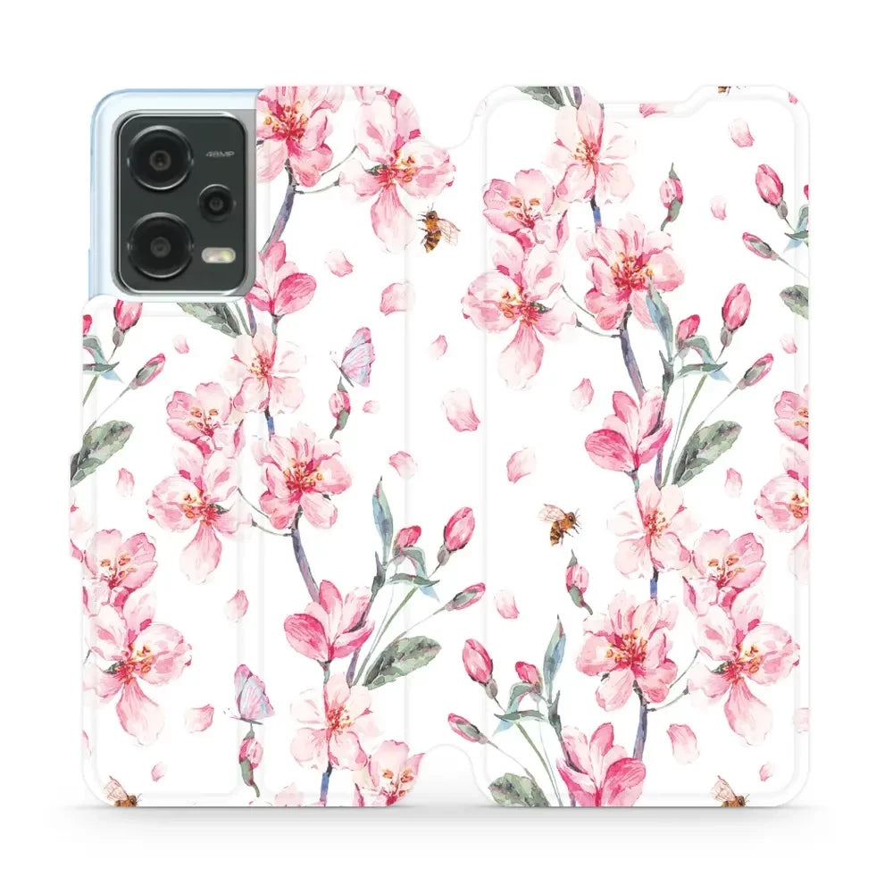 Handyhülle mit klappe für Xiaomi Poco X5, Mobiwear Book, Rosa Frühling