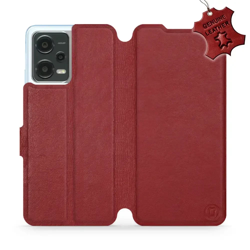 Echtleder Handyhülle für Xiaomi Poco X5, Mobiwear Leather, Dunkelrot