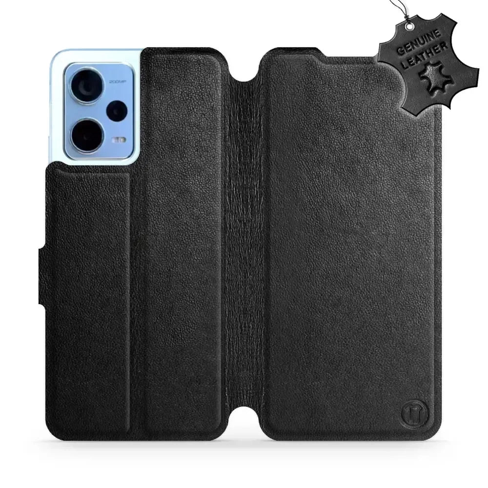 Echtleder Handyhülle für Xiaomi Redmi Note 12 5G, Mobiwear Leather, Schwarz