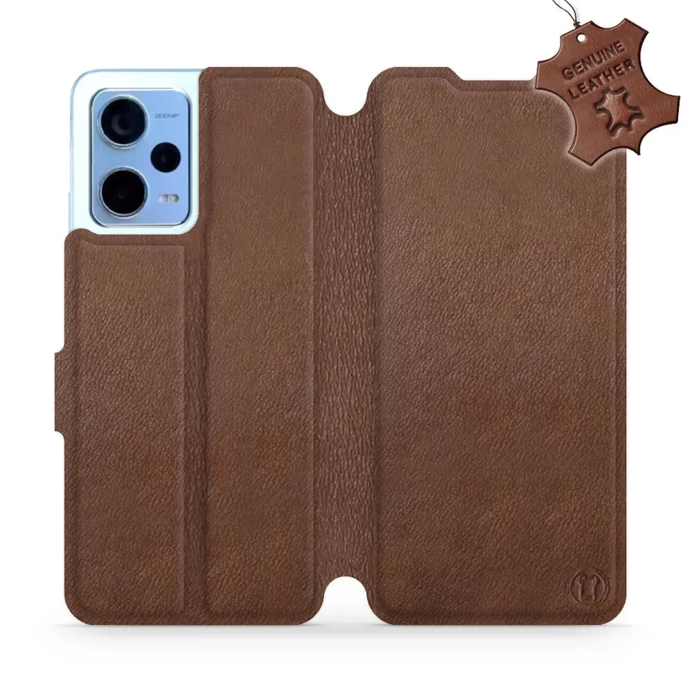 Echtleder Handyhülle für Xiaomi Redmi Note 12 5G, Mobiwear Leather, Braun