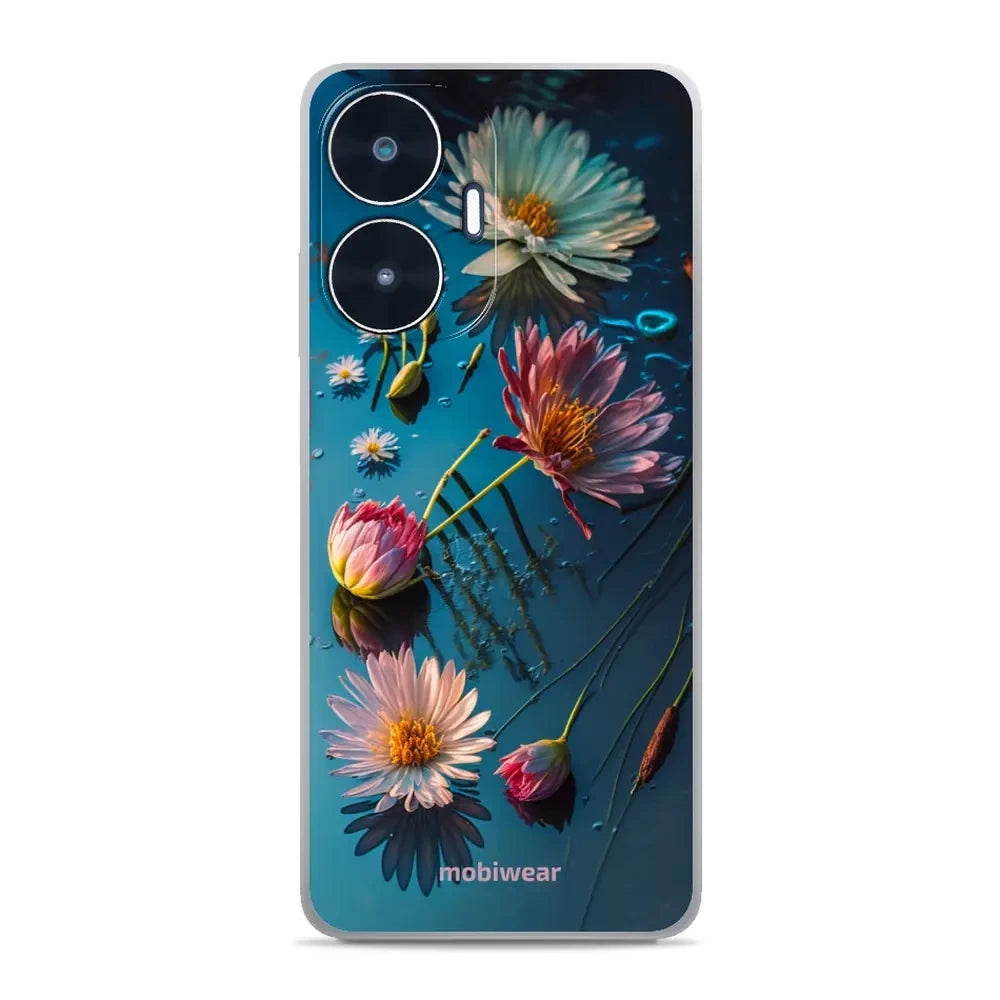 Handyhülle für Realme C55, Mobiwear Glossy Case, Blau-Blumig