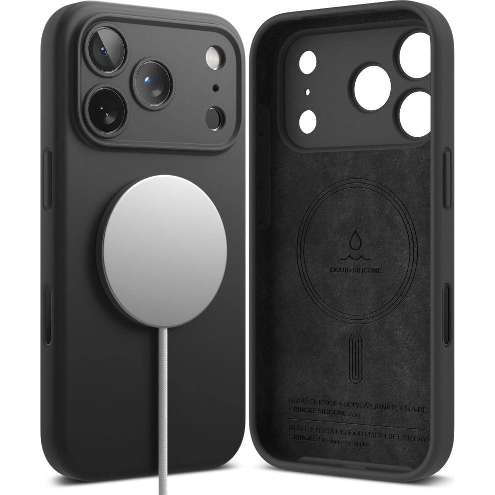 Handyhülle für iPhone 18 Pro, Ringke Silicone CC Magnetic mit MagSafe, Schwarz (2/9)