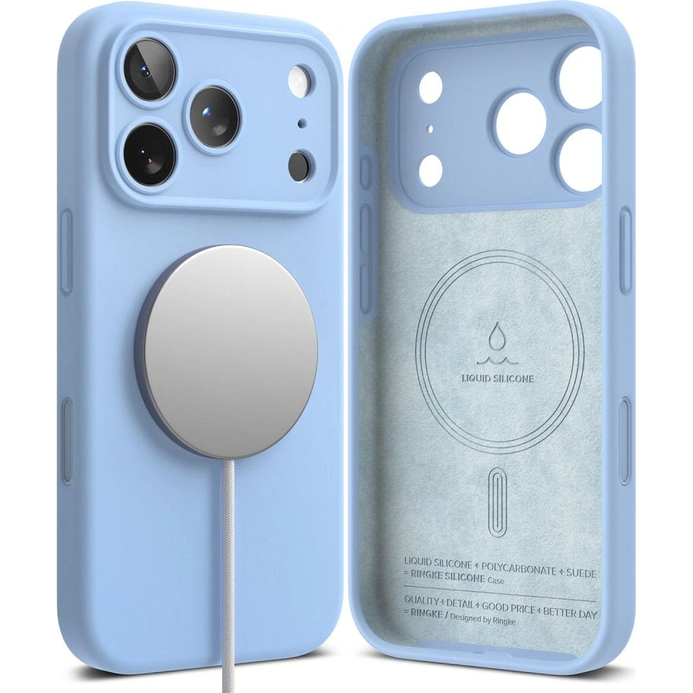 Handyhülle für iPhone 18 Pro Max, Ringke Silicone CC Magnetic mit MagSafe, Hellblau (2/9)