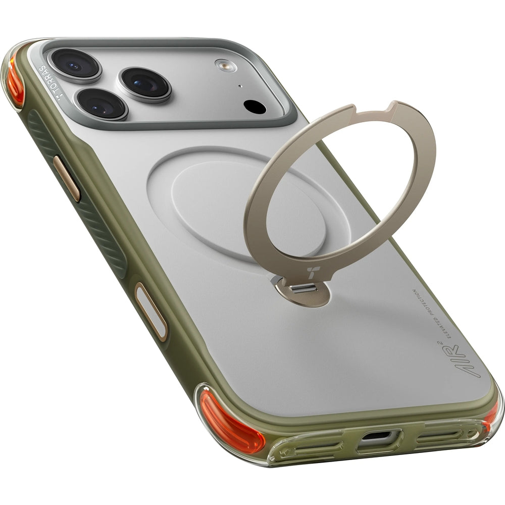 Handyhülle für iPhone 18 Pro / 17 Pro, Torras Ostand Q3 Air Pro mit MagSafe, Grau-Grün (2/7)