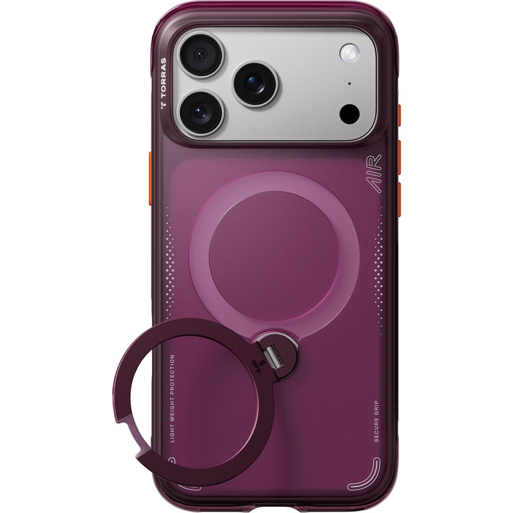 Handyhülle mit 360° drehbarem Standfuß für iPhone 18 Pro / 17 Pro, Torras Ostand Q3 Air mit MagSafe, Violett (2/11)