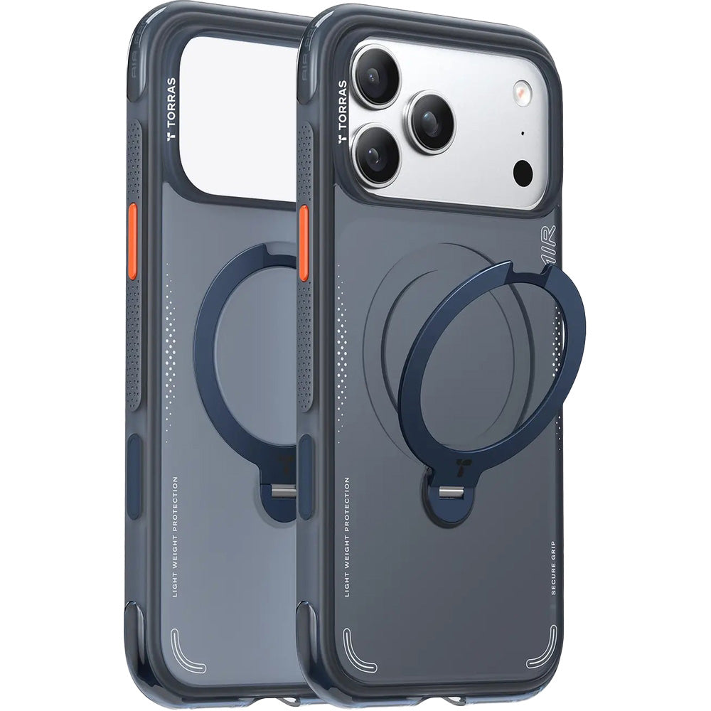 Handyhülle mit 360° drehbarem Standfuß für iPhone 18 Pro Max / 17 Pro Max, Torras Ostand Q3 Air mit MagSafe, Blau (2/6)